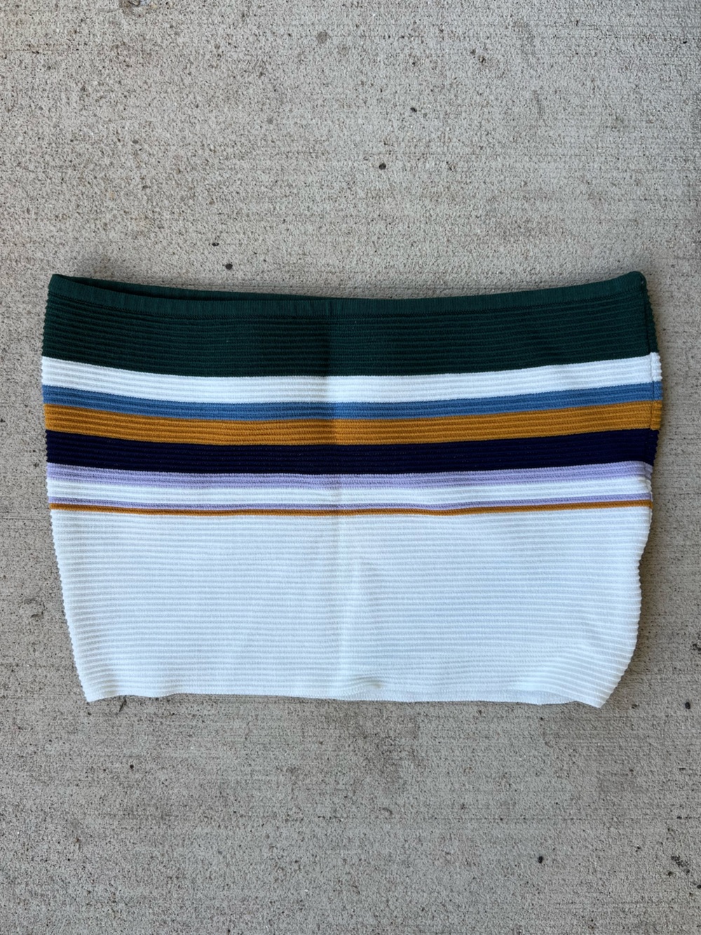 La Hearts Green & White Striped Ribbed Tube Top